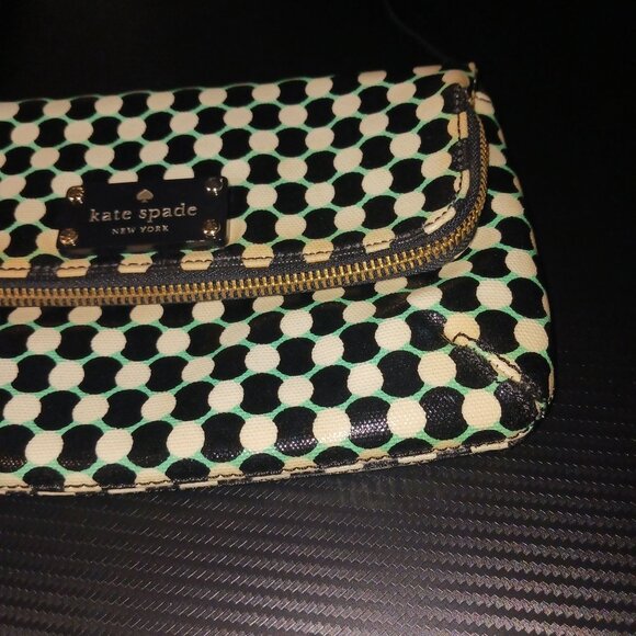Kate Spade Dundee Drive Alec Flap Pocket Crossbody Bag Mint Polka Dot Purse - Picture 5 of 15